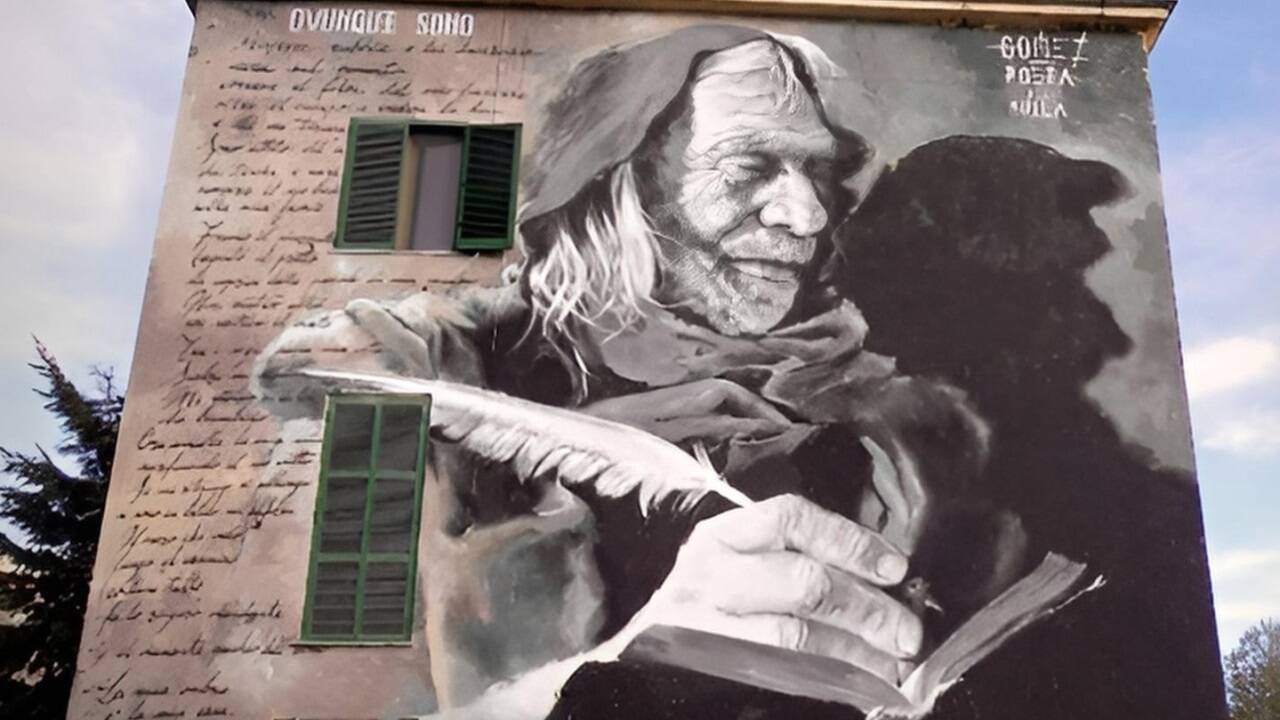 Großflächiges Mural im römischen Stadtteil Trullo.  
