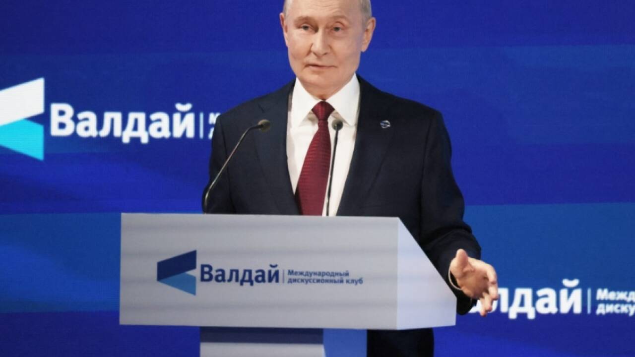 Russlands Präsident Wladimir Putin bei Rede in Sotschi 