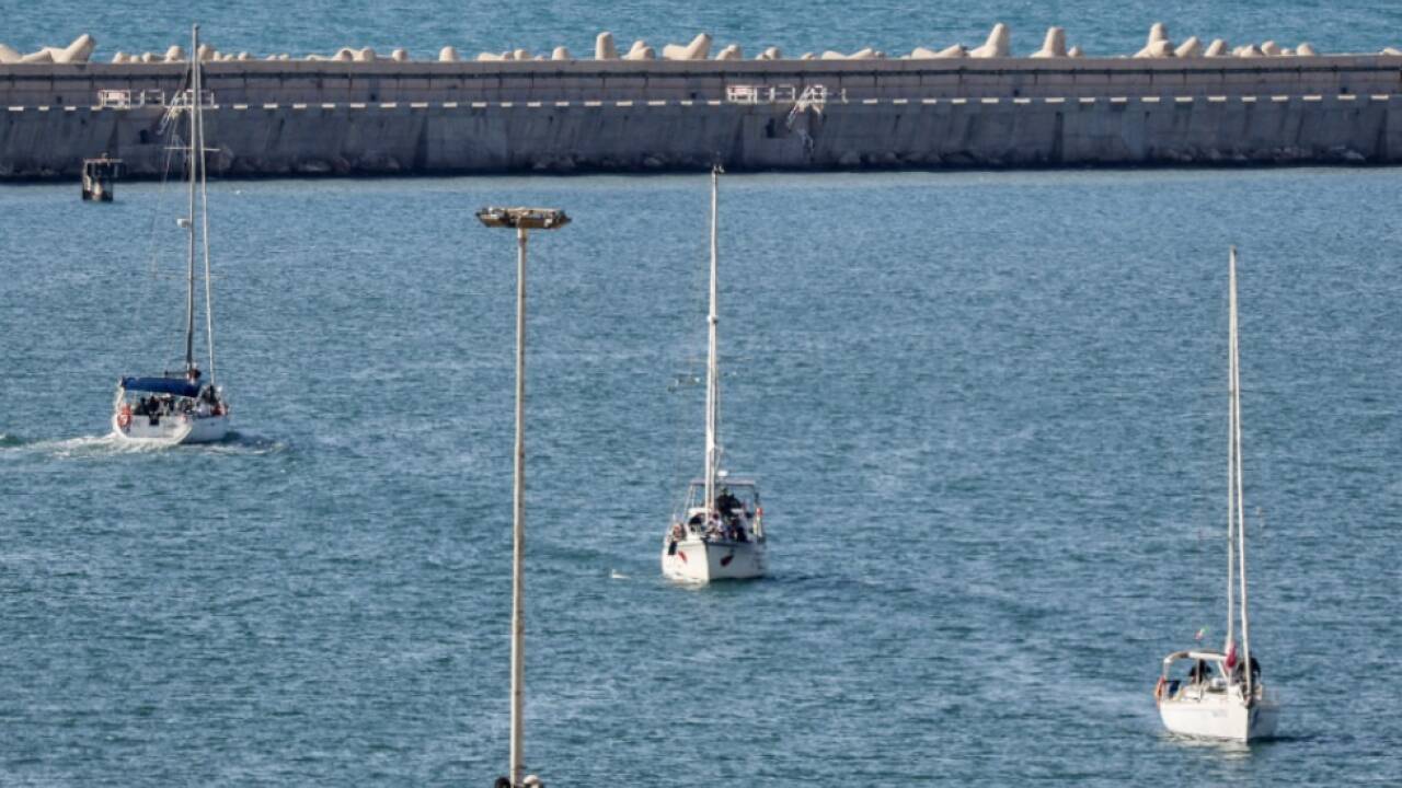 Festgesetzte Boote der 'Global Sumud Flotilla' im Hafen Ashdod 