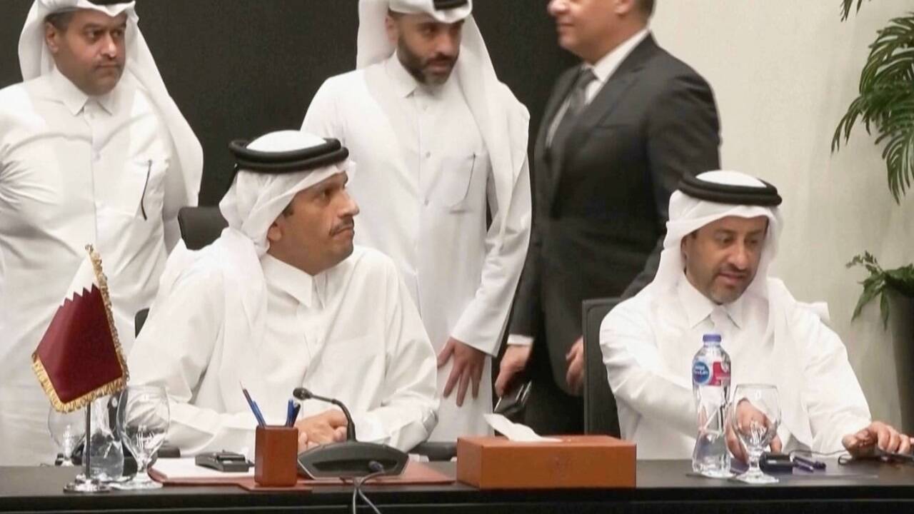 Die Delegation Katars in Ägypten nach dem Abschluss des Geiseldeals. Die Delegation Katars in Ägypten nach dem Abschluss des Geiseldeals.
