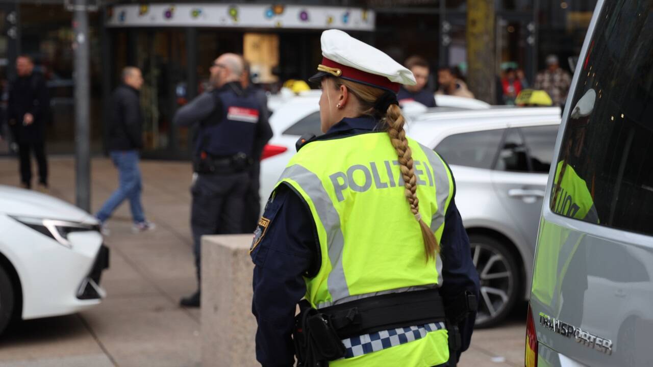 Bilder von der Taxilenkerkontrolle am Salzburger Bahnhof. 