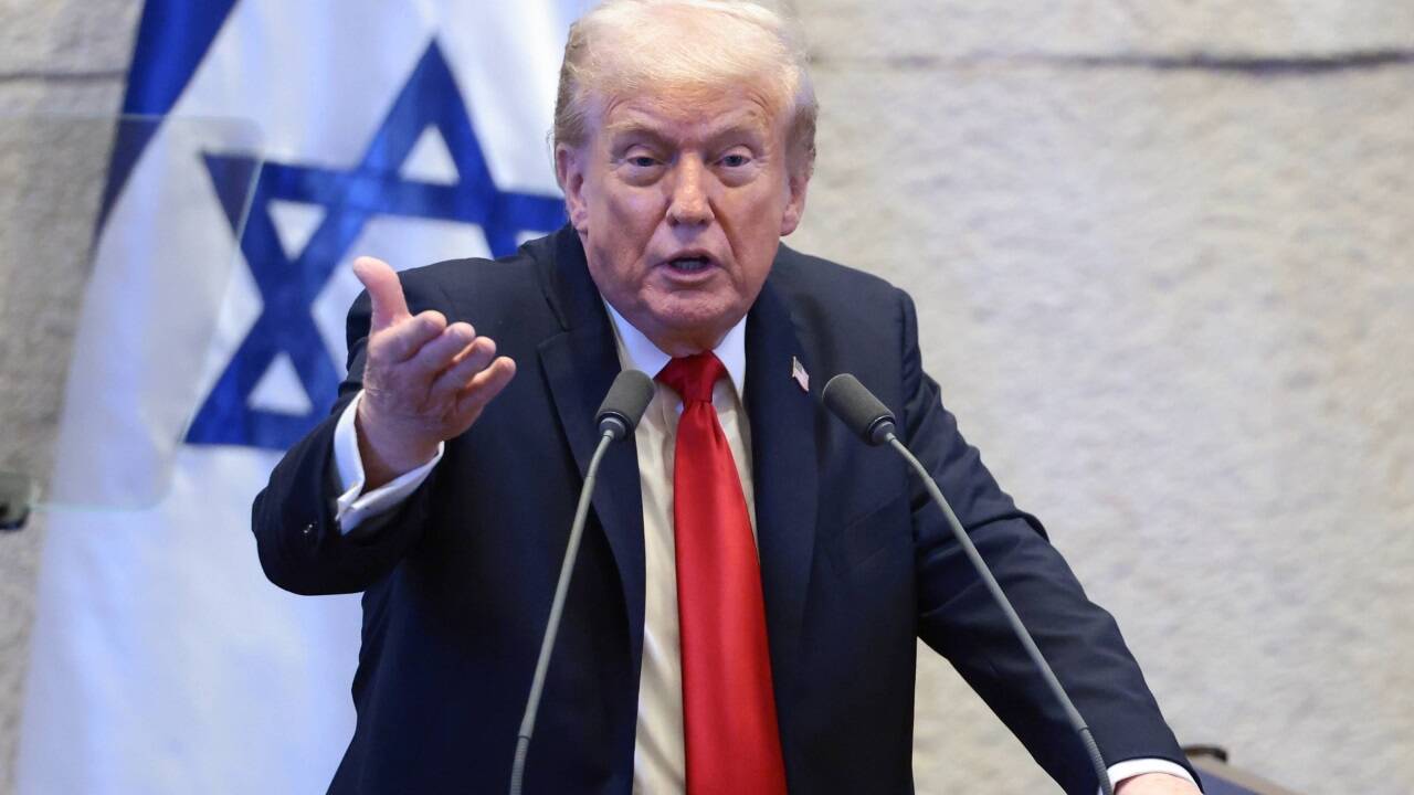 Donald Trump bei seiner Rede in der Knesset. 
