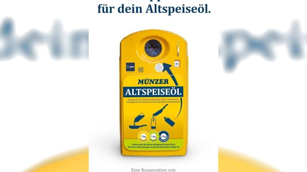 So sehen die Sammelboxen für Altspeiseöl in österreichweit 130 OMV-Tankstellen aus, die die Firma Münzer Bioindustrie aufgestellt hat. So sehen die Sammelboxen für Altspeiseöl in österreichweit 130 OMV-Tankstellen aus, die die Firma Münzer Bioindustrie aufgestellt hat.