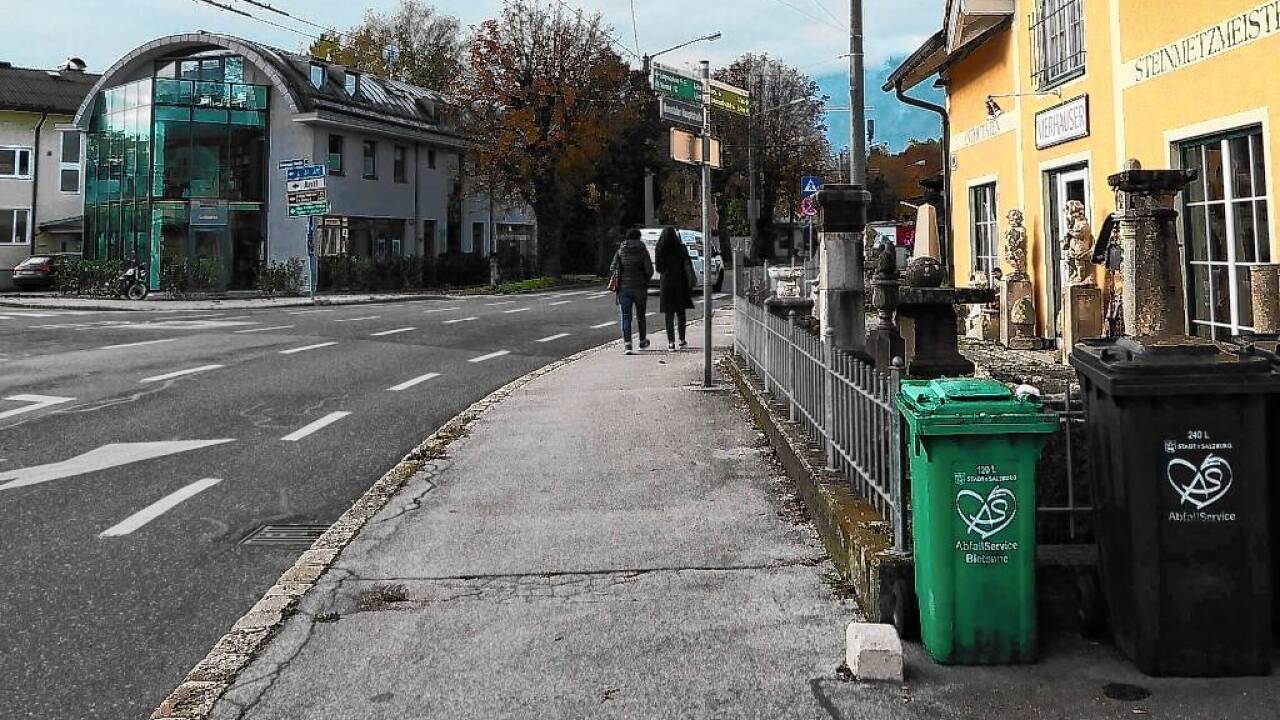 Der Grenzstein an der Nonntaler Hauptstraße.  