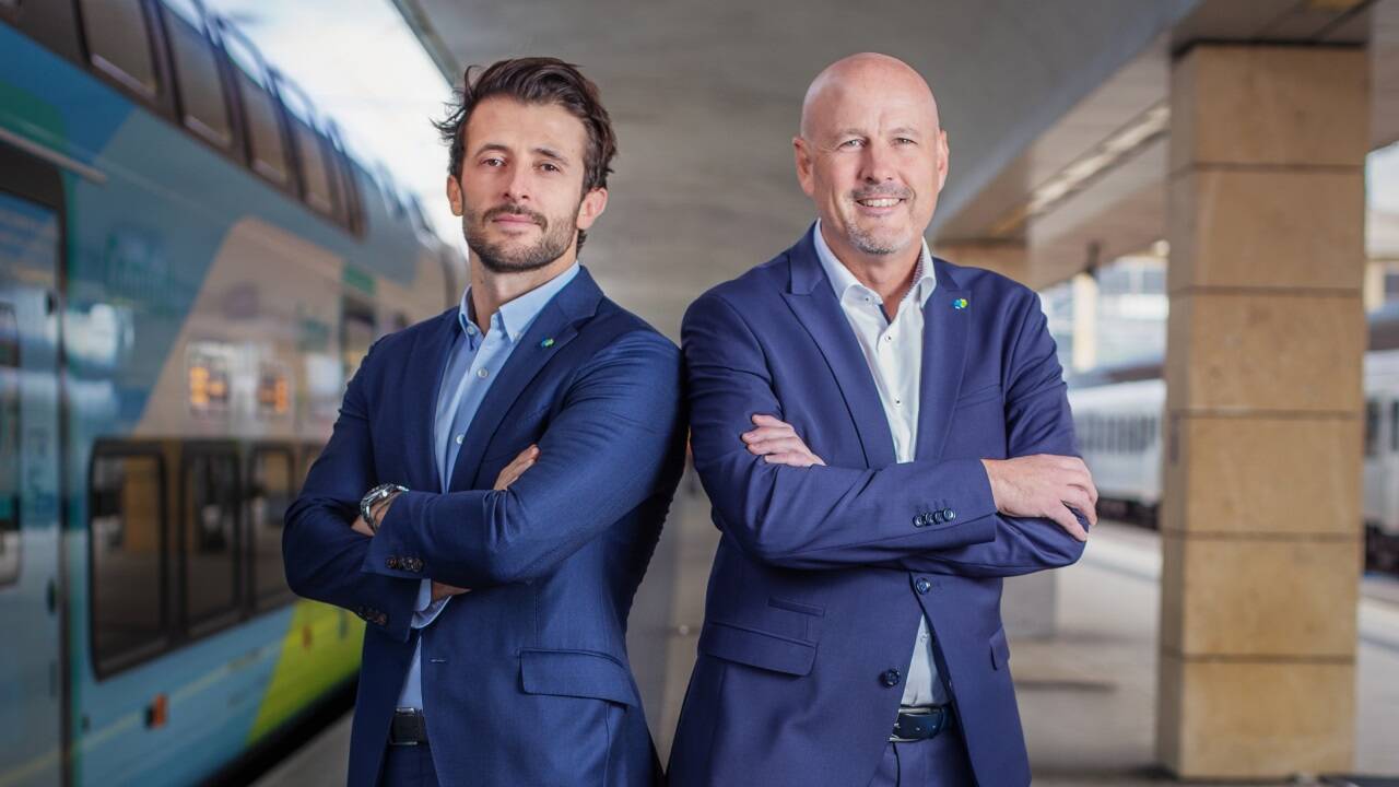 Westbahn-Geschäftsführer und Miteigentümer Marco Ramsbacher (li.) und Geschäftsführer Thomas Posch  