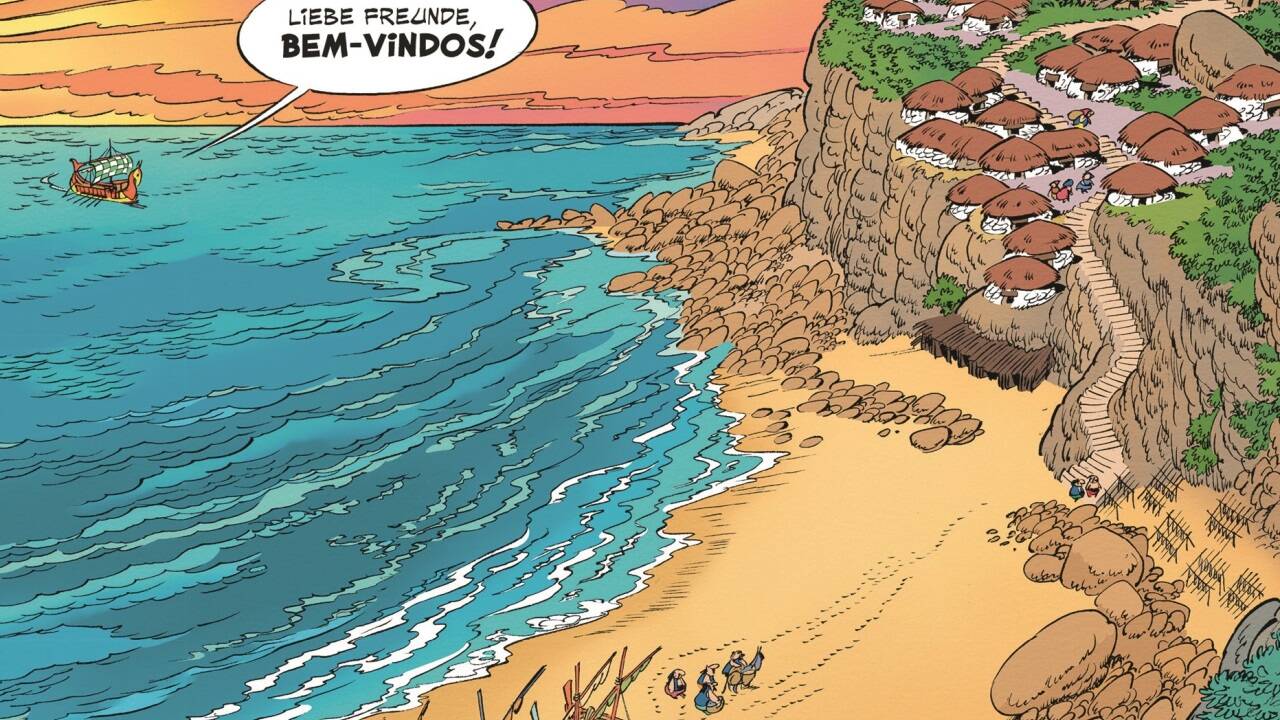 Asterix und Obelix sind wieder einmal auf Reisen, es geht nach Lusitanien, dem heutigen Portugal. 
