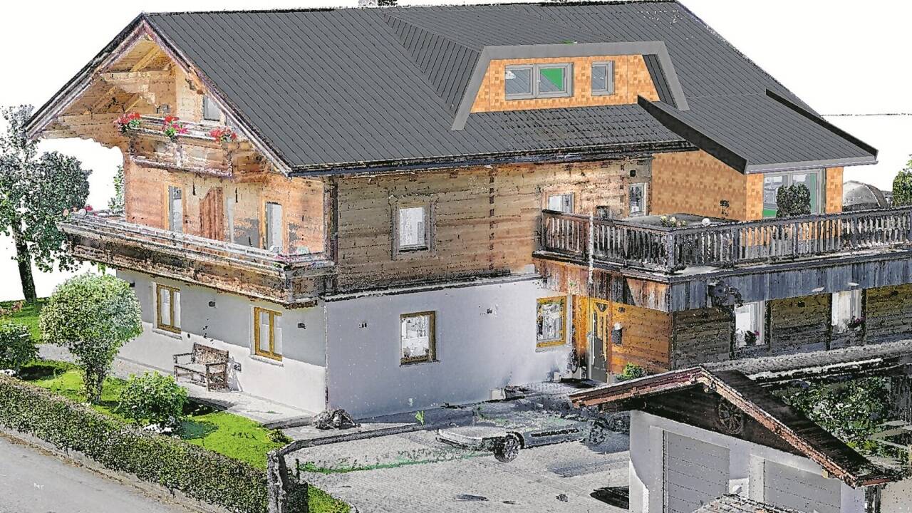 Die Punktwolken bestehen aus Millionen Messpunkten und dienen als Grundlage für detaillierte digitale Pläne (Dachgaube und Zubau).  