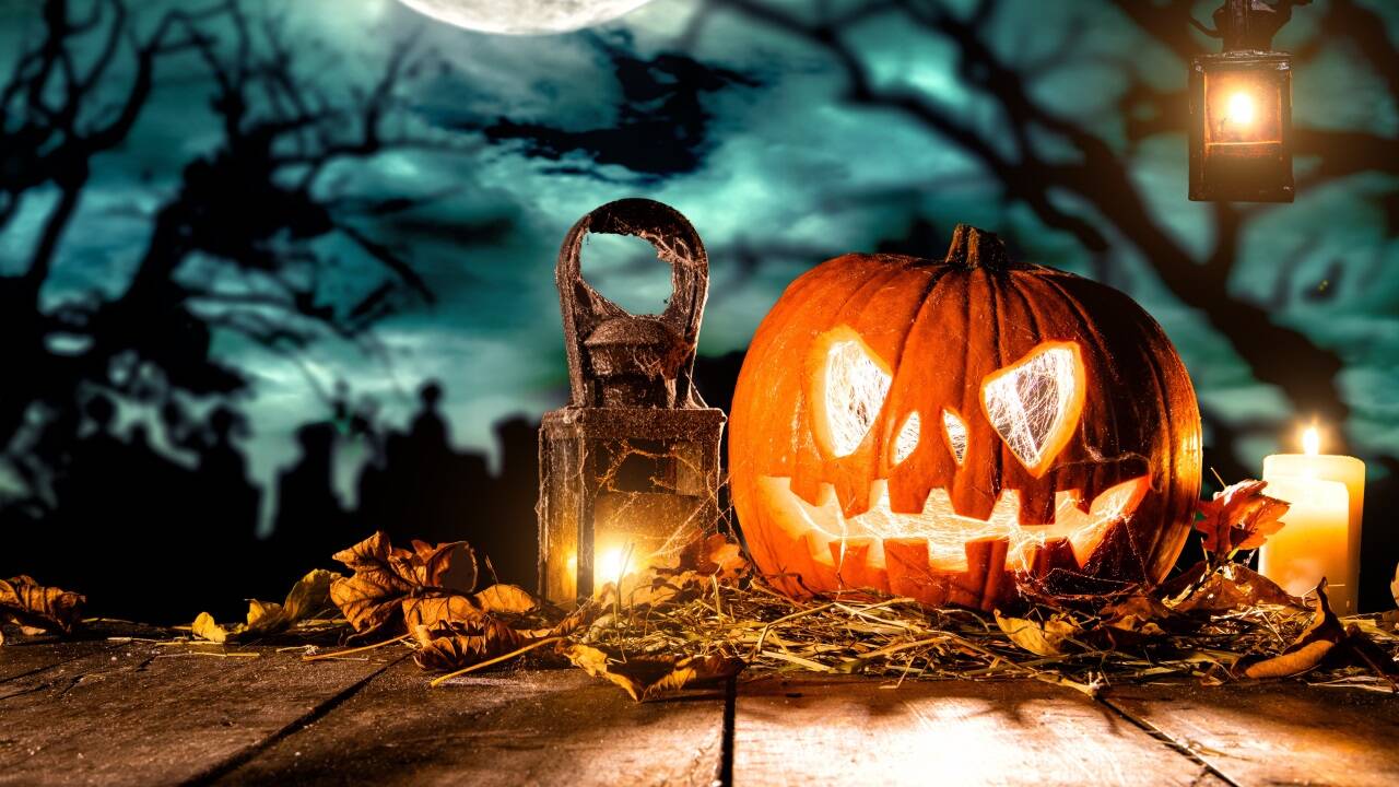 Nächtliche Szenerien und ein beleuchteter Kürbis – hallo, Halloween!  Nächtliche Szenerien und ein beleuchteter Kürbis – hallo, Halloween!