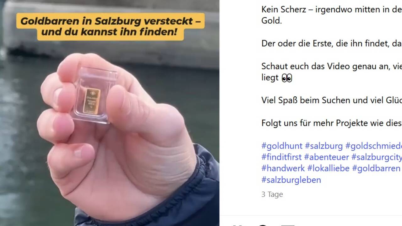 Ein Screenshot des Videos auf Instagram. Der Goldbarren wiegt 1 Gramm und ist damit aktuell rund 130 Euro wert.  Ein Screenshot des Videos auf Instagram. Der Goldbarren wiegt 1 Gramm und ist damit aktuell rund 130 Euro wert.