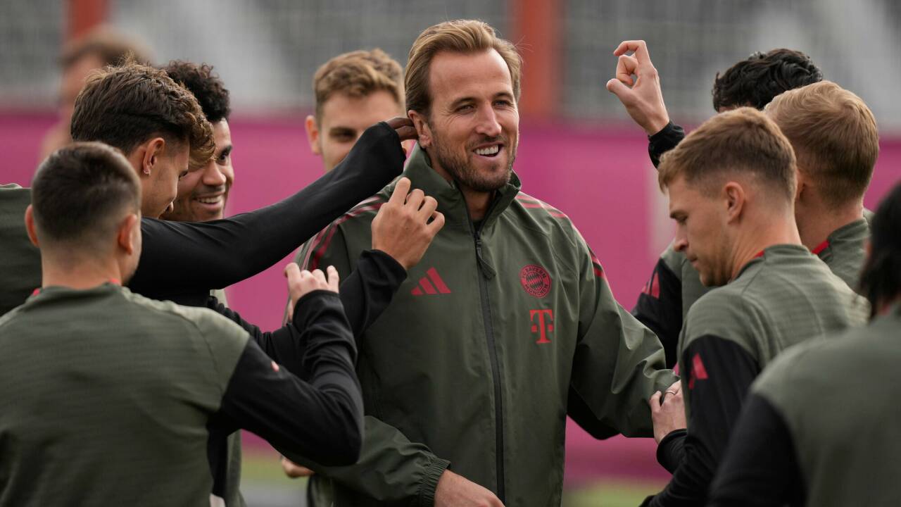 Torjäger Harry Kane wird von seinen Mitspielern gehegt und gepflegt.  Torjäger Harry Kane wird von seinen Mitspielern gehegt und gepflegt.