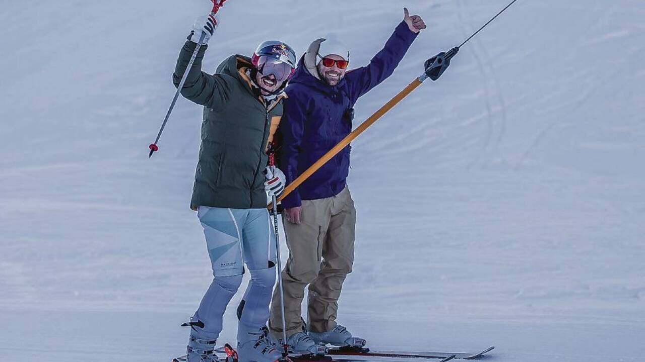 Marcel Hirscher und Florian Rettenegger (v. l) beim Training.  Marcel Hirscher und Florian Rettenegger (v. l) beim Training.