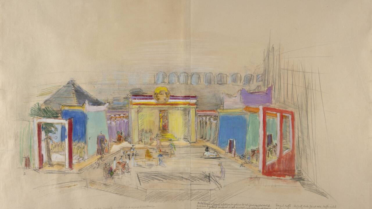 Ein Entwurf von Oskar Kokoschka für die „Zauberflöten“-Inszenierung bei den Salzburger Festspielen. 