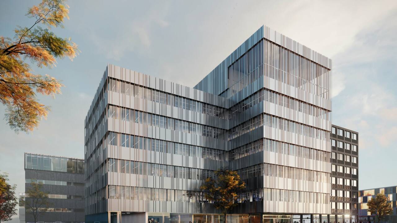 Eine Visualisierung des neuen „Techno Head“-Gebäudes. Eine Visualisierung des neuen „Techno Head“-Gebäudes.