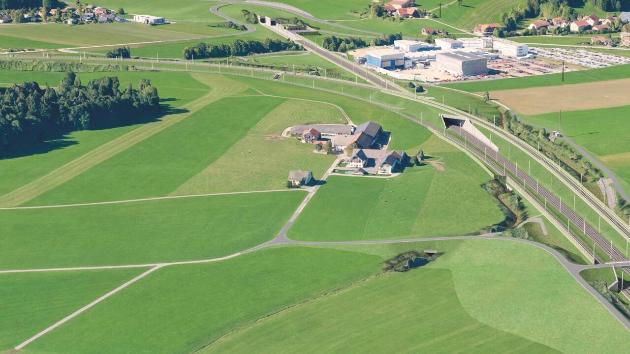 So soll die Einbindung der Tunnelgleise in die Bestandsstrecke in Köstendorf nach Fertigstellung aussehen.  