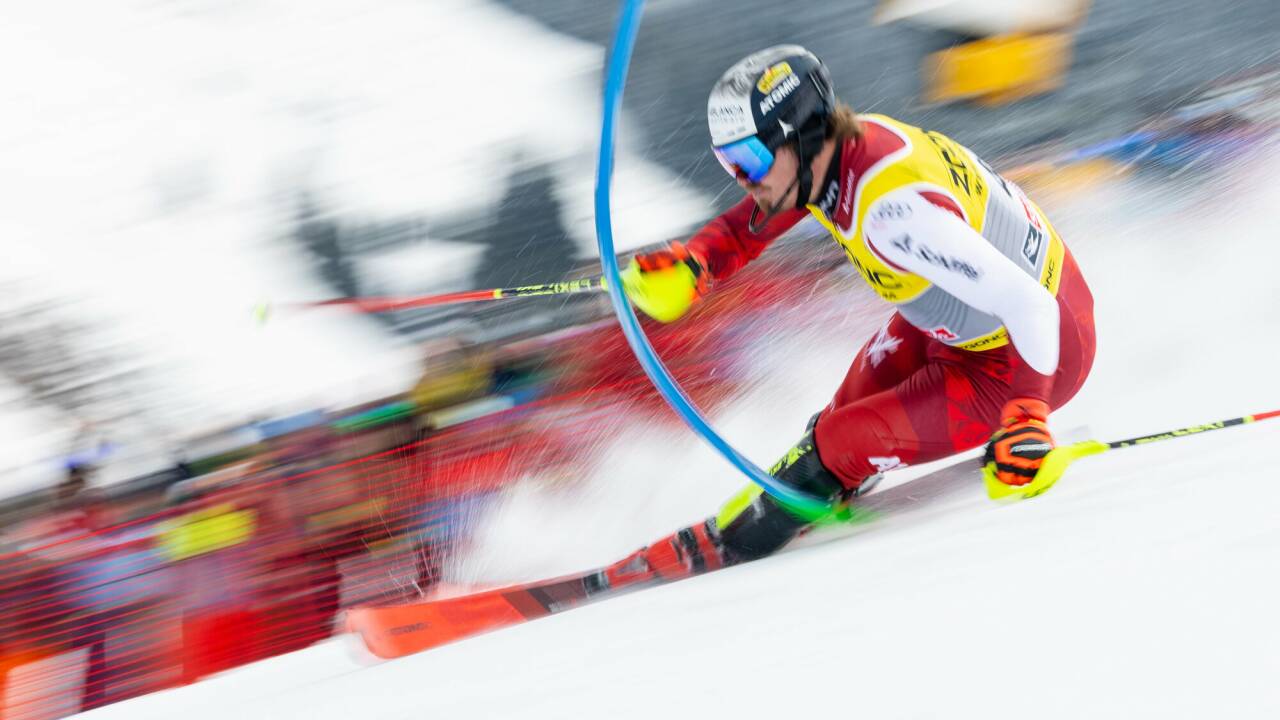 Manuel Feller beim WM-Slalom 2025 in Saalbach. 