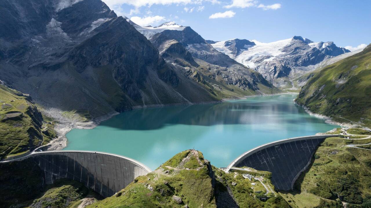 Blick auf den Stausee Moserboden in der VERBUND Kraftwerksgruppe Kaprun. 