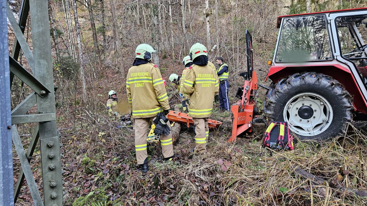 Bei einem Forstunfall in Adnet geriet ein Mann unter einen Baumstamm. 