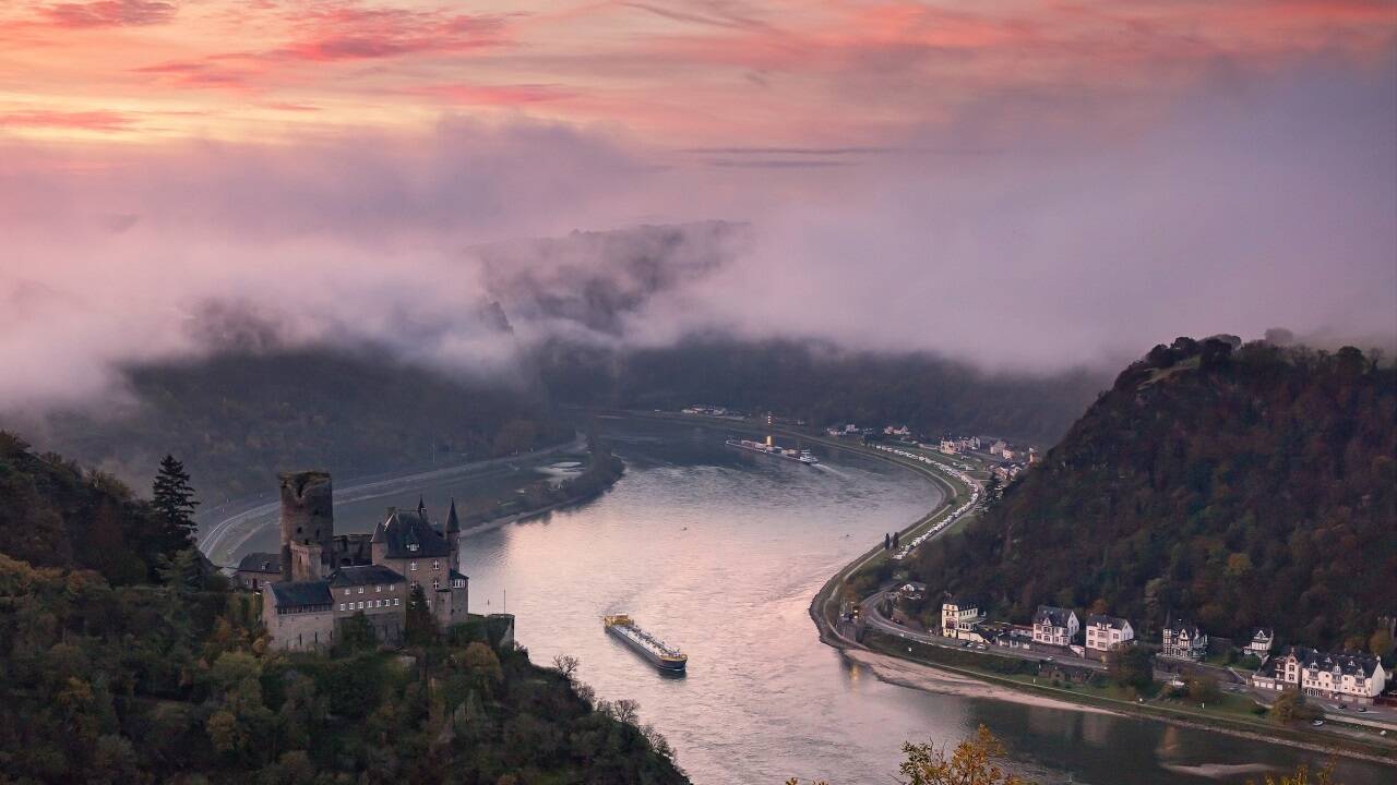 Blick auf Burg Katz in St. Goarshausen.  