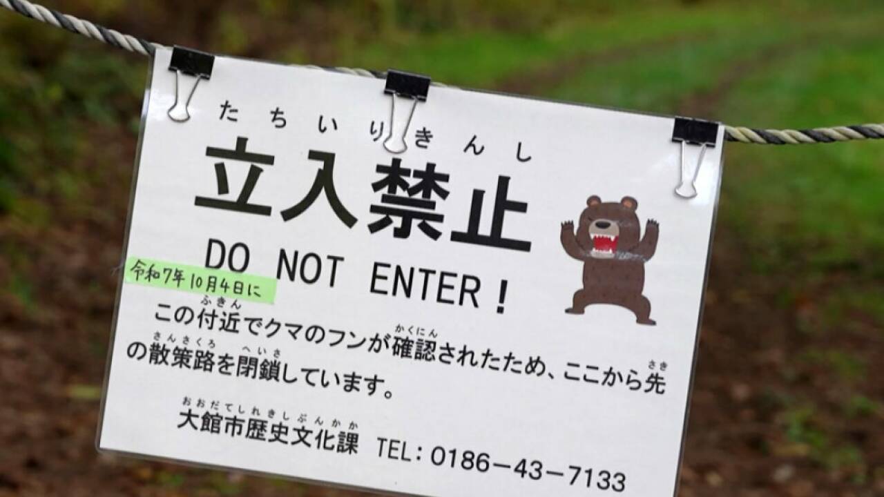 Warnhinweis bei einem Wald in der Provinz Akita Warnhinweis bei einem Wald in der Provinz Akita