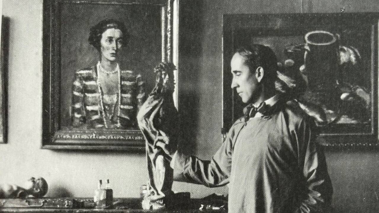 Anton Faistauer in seinem Atelier. Das Foto entstand im Jahr 1929 - ein Jahr vor seinem Tod. Der Künstler liegt in einem Ehrengrab des Landes Salzburg in Maishofen begraben. Anton Faistauer in seinem Atelier. Das Foto entstand im Jahr 1929 - ein Jahr vor seinem Tod. Der Künstler liegt in einem Ehrengrab des Landes Salzburg in Maishofen begraben.