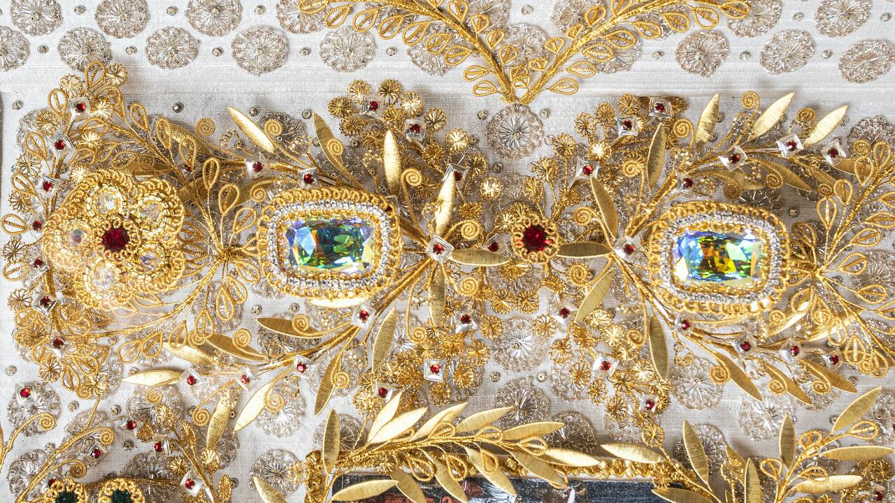 Detail einer Klosterarbeit. 