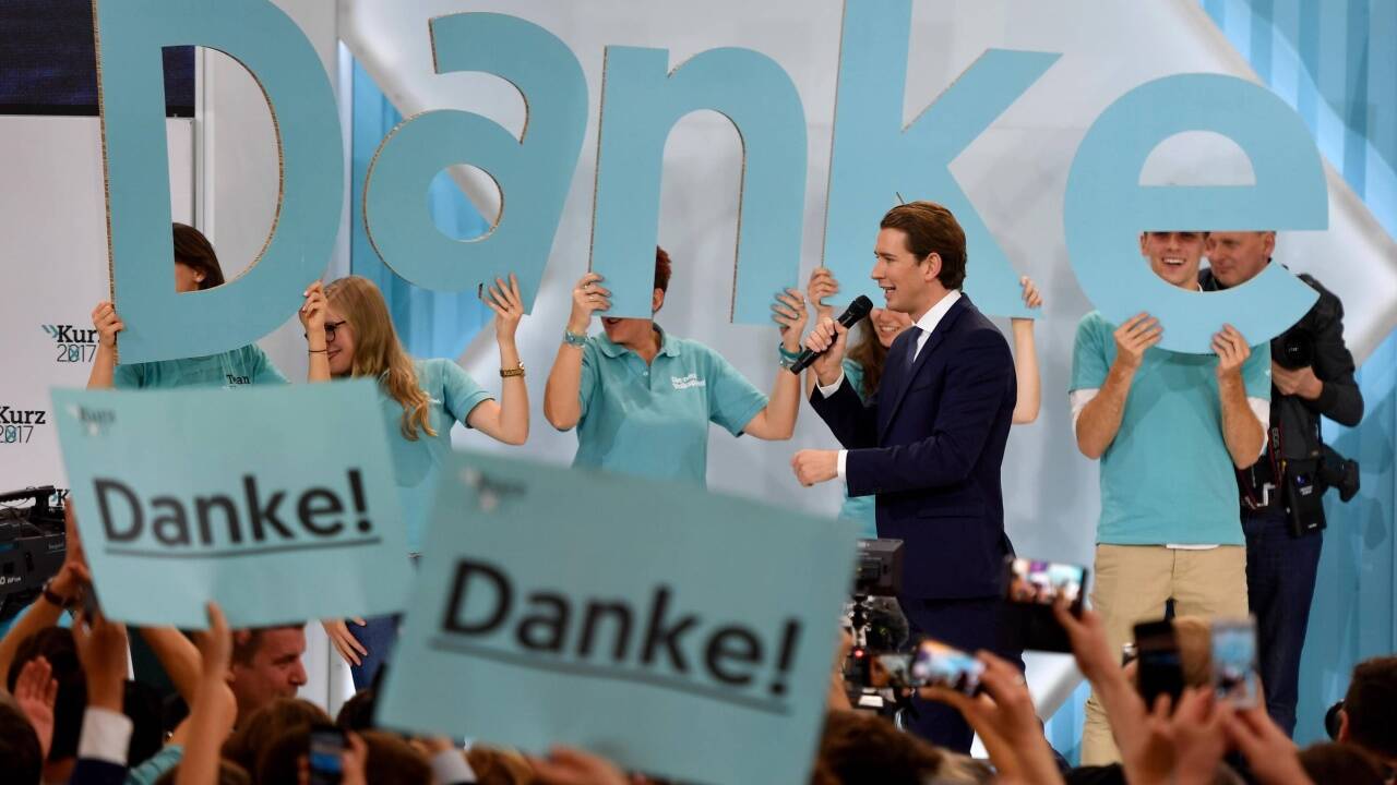 Sebastian Kurz am Sonntagabend in Wien.  Sebastian Kurz am Sonntagabend in Wien.