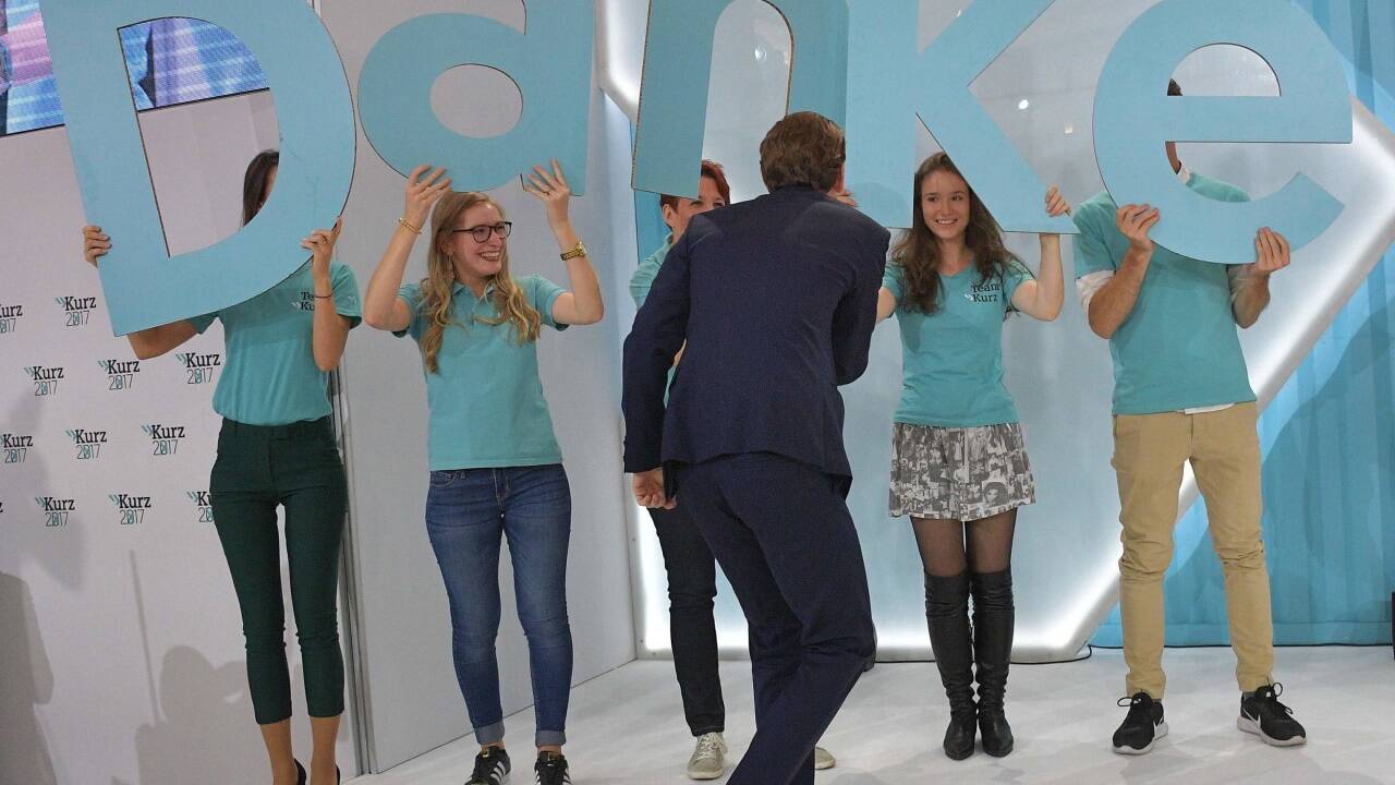 Sebastian Kurz am Sonntagabend in Wien.  Sebastian Kurz am Sonntagabend in Wien.