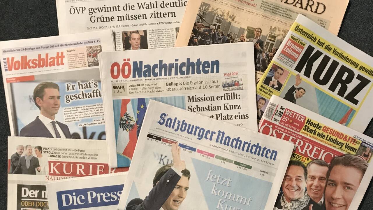 Nach der Wahl: Titelseiten österreichischer Tageszeitungen vom Montag, 16. Oktober 2017. 