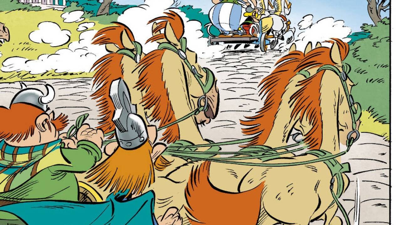 Im neuen Asterix-Band bekommt Obelix bei einem Rennen durch Italien die Zügel in die Hand. Im neuen Asterix-Band bekommt Obelix bei einem Rennen durch Italien die Zügel in die Hand.