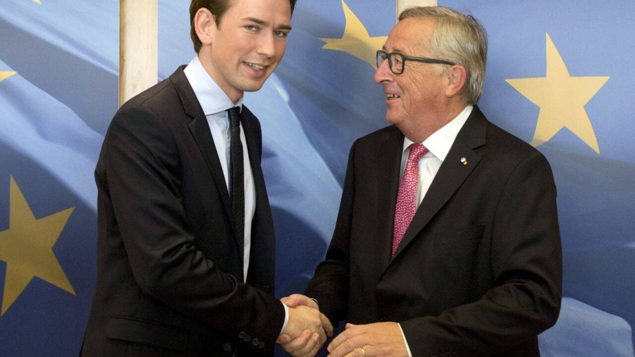 Hier wurde nicht geküsst: Sebastian Kurz und Jean-Claude Juncker. 