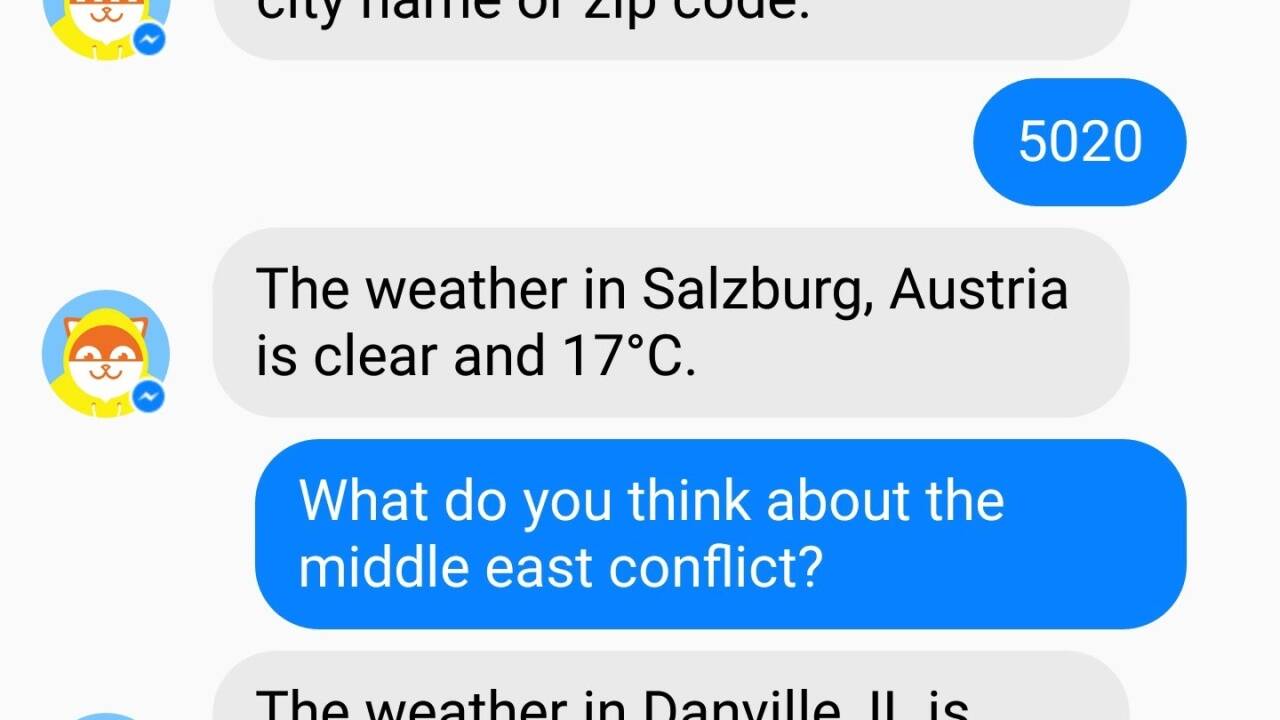 Chatbots wie „Hi Poncho“ können unter anderem Wetterauskünfte geben. Mit anderen Fragen kann die Software aber offenbar nur schwer umgehen. 