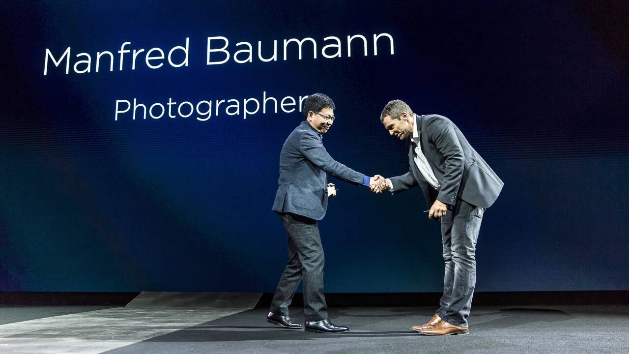 Baumann mit Richard Yu, dem Chef der Smartphone-Sparte von Huawei. 