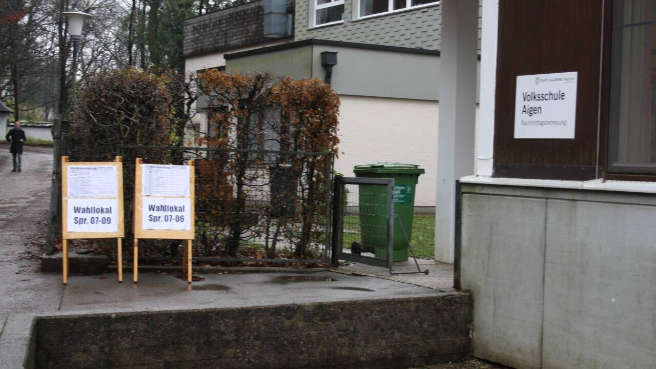 Das Wahllokal in Salzburg-Aigen.  