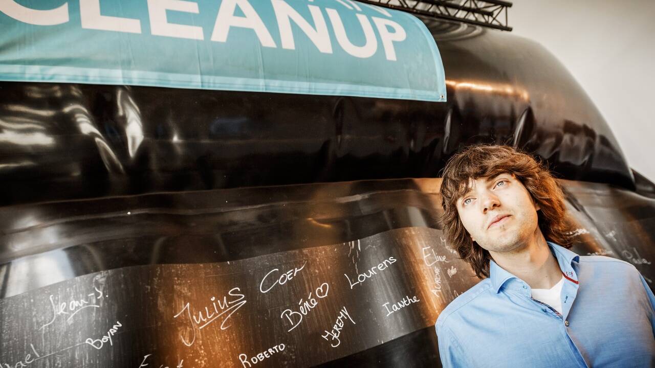The Cleanup – Boyan Slat bei einer Projektvorstellung am 22. Juni 2016 in Scheveningen (NED). 