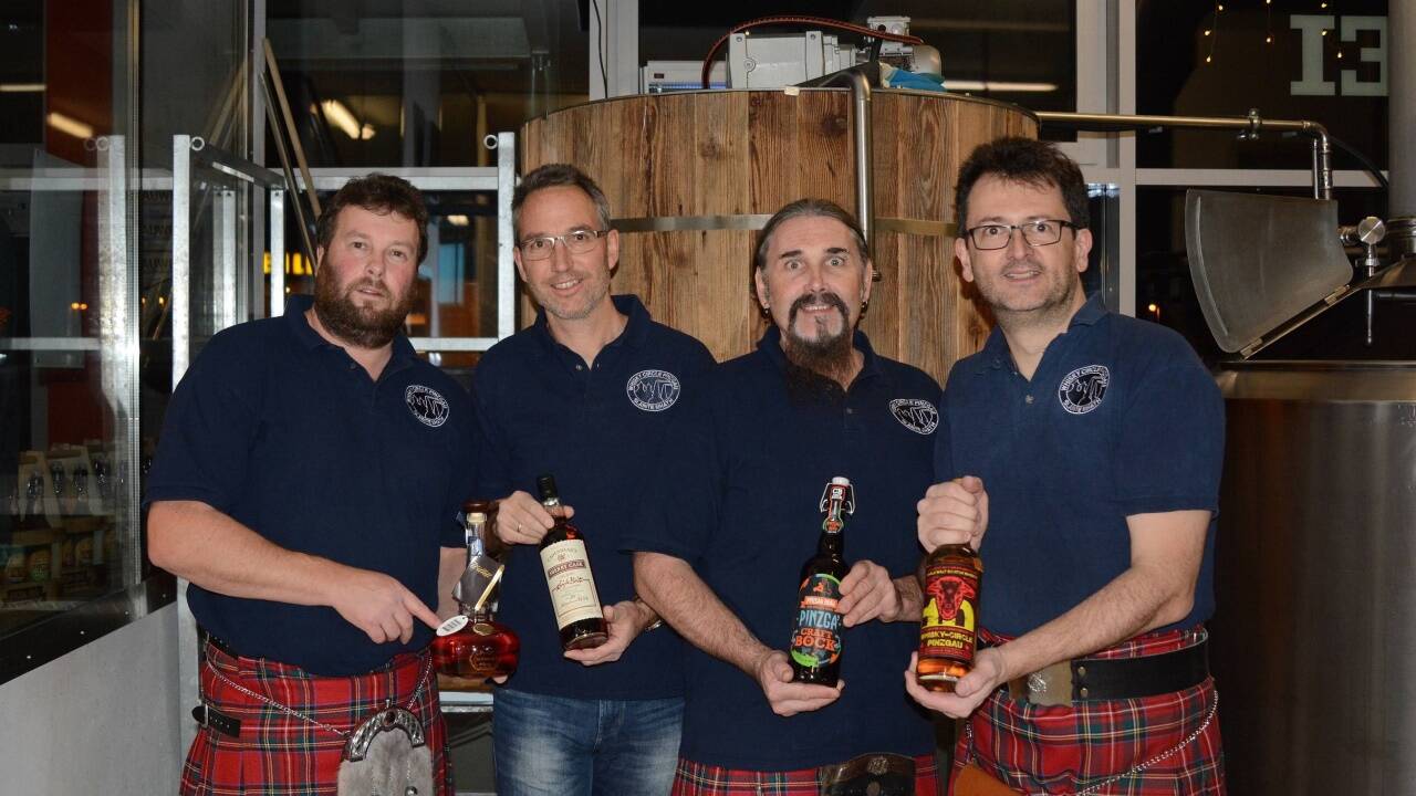 Whisky-Circle Pinzgau 2017 (v. l.): Erwin Deutinger, Edwin Heger, Hans Peter Hochstaffl und Rainer Edlinger stehen seit zehn Jahren für First-Class in Sachen Whisky.  