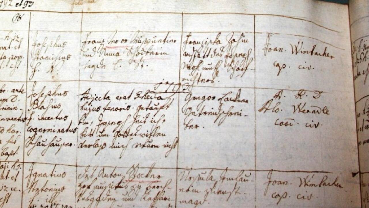 Der Eintrag ins Taufbuch in der Dompfarre 