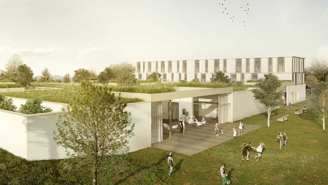 So sieht der Entwurf für den Neubau der Kinder- und Jugendpsychiatrie aus, mit dem die Architekturbüros Kleboth Lindinger Dollnig (Linz, Innsbruck) sowie Kaufmann & Partner (Linz) gewonnen haben.  
