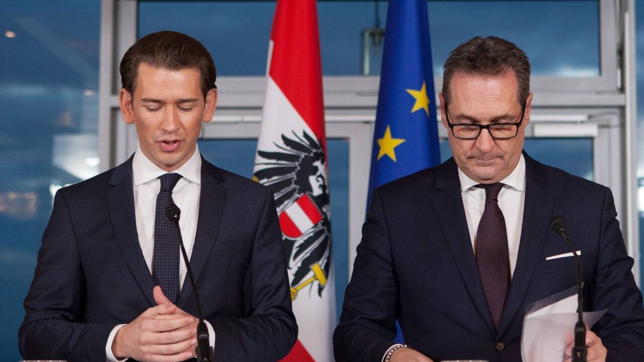 Sebastian Kurz und Heinz-Christian Strache bei der Präsentation des Regierungsprogramms. 