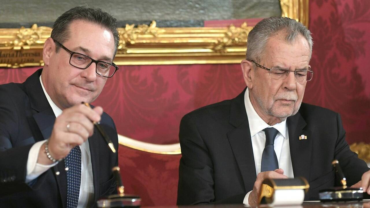 Vizekanzler Heinz-Christian Strache (FPÖ) und Bundespräsident Alexander Van der Bellen.  