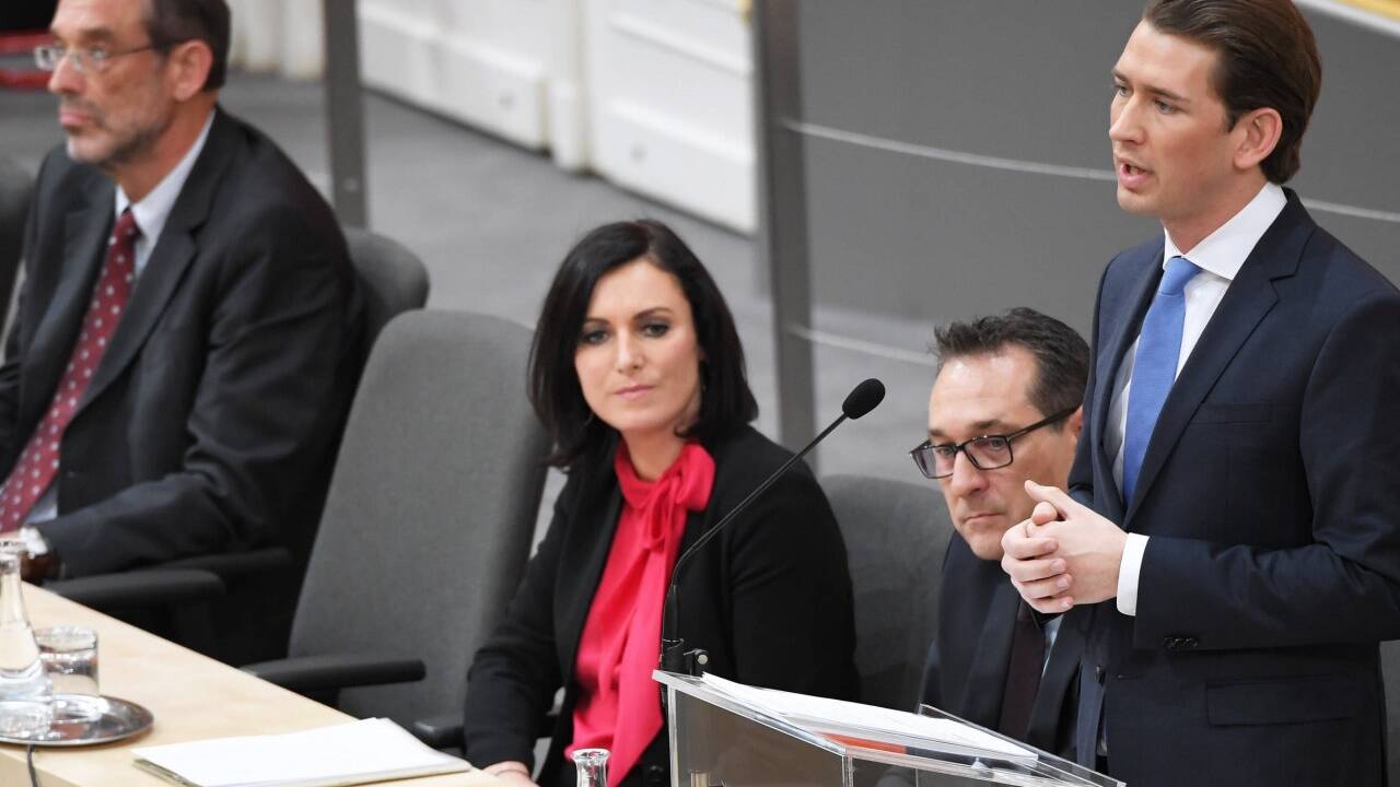 (v.l.) Bildungsminister Heinz Faßmann (ÖVP), Landwirtschaftsministerin Elisabeth Köstinger (ÖVP), Vizekanzler Heinz Christian Strache (FPÖ) und Bundeskanzler Sebastian Kurz (ÖVP). 