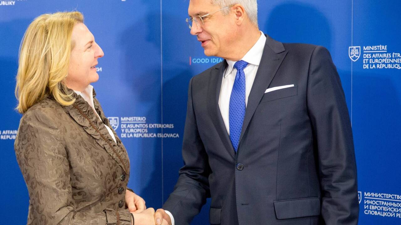 Außenministerin Karin Kneissl (FPÖ) mit dem Staatsekretär im slowakischen Außenministerium, Ivan Korcok, im Rahmen eines Arbeitsbesuches in der slowakischen Hauptstadt Bratislava am Dienstag, 9. Jänner 2017. 