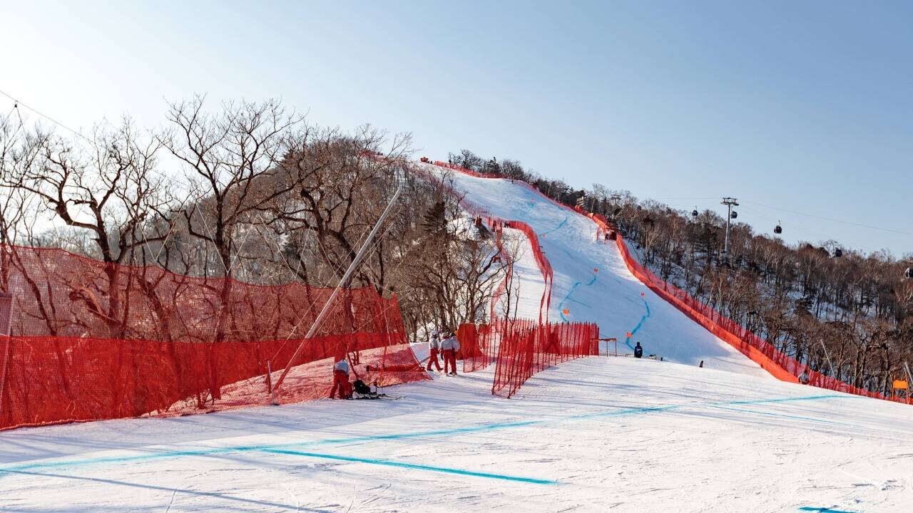Hier befindet sich die Abfahrtsstrecke der Herren. Das Foto entstand während des ersten Trainings im Jeongseon Alpine Centre am Donnerstag, 8. Februar 2018.  