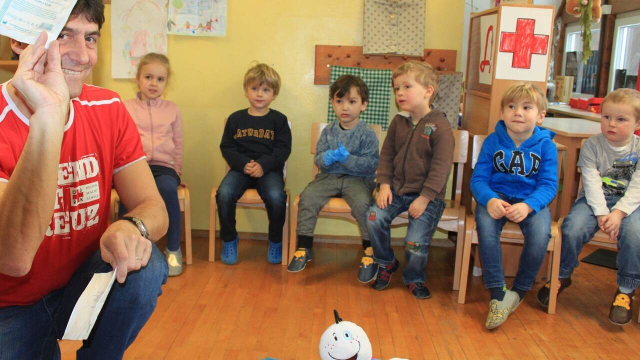 Gerald im Pfarrkindergarten in Salzburg-Parsch. 