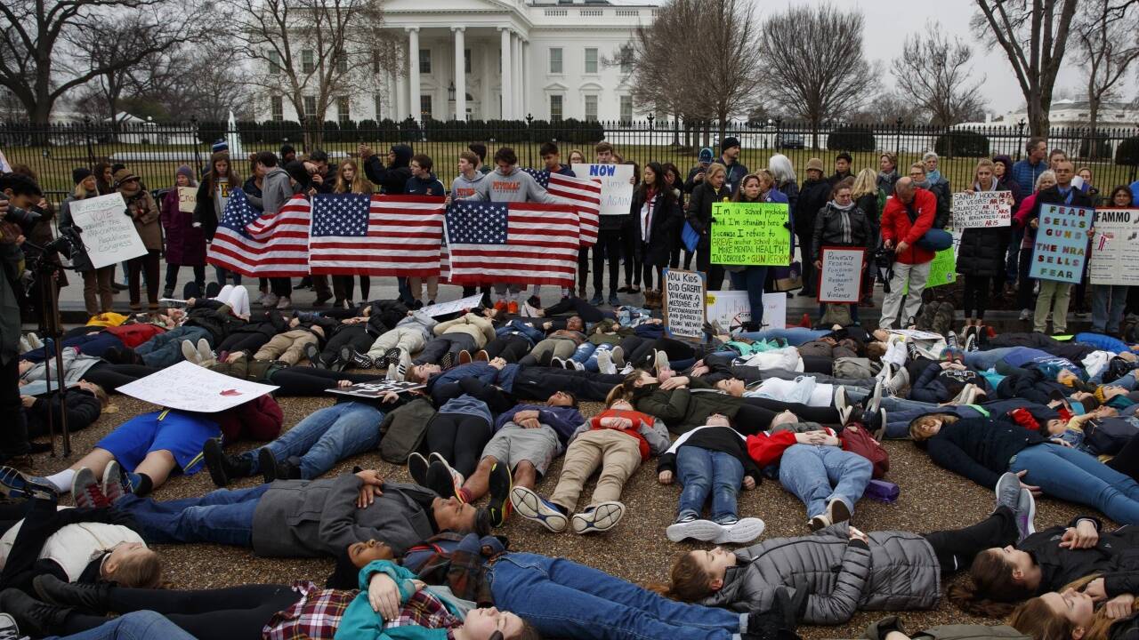 Protestaktion im Liegen: Jugendliche in Washington. 