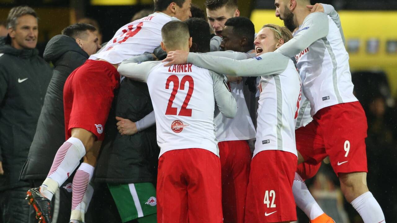 Sie durften zwei Mal jubeln – die Spieler von Red Bull Salzburg im Auswärtsspiel bei Borussia Dortmund. 