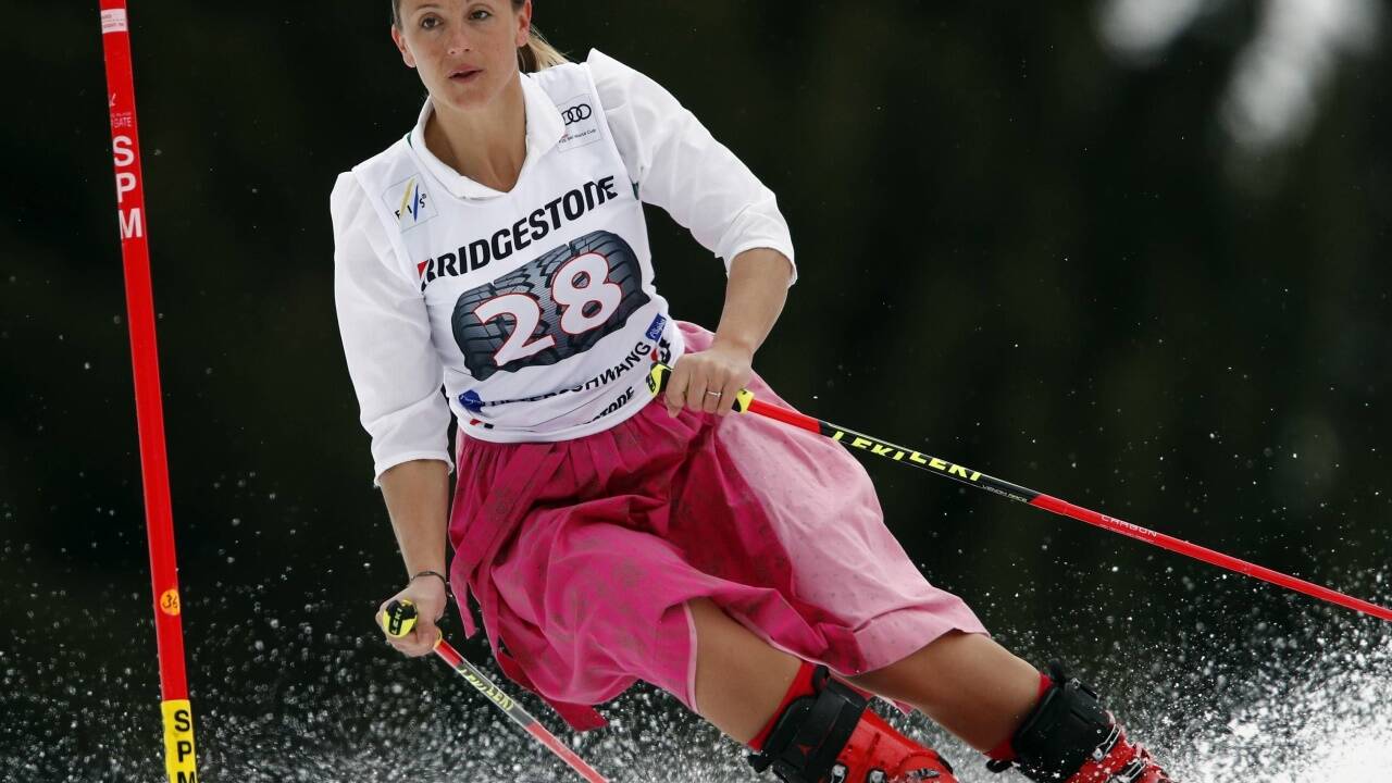 Michaela Kirchgasser fuhr ihr letztes Rennen in Tracht. 