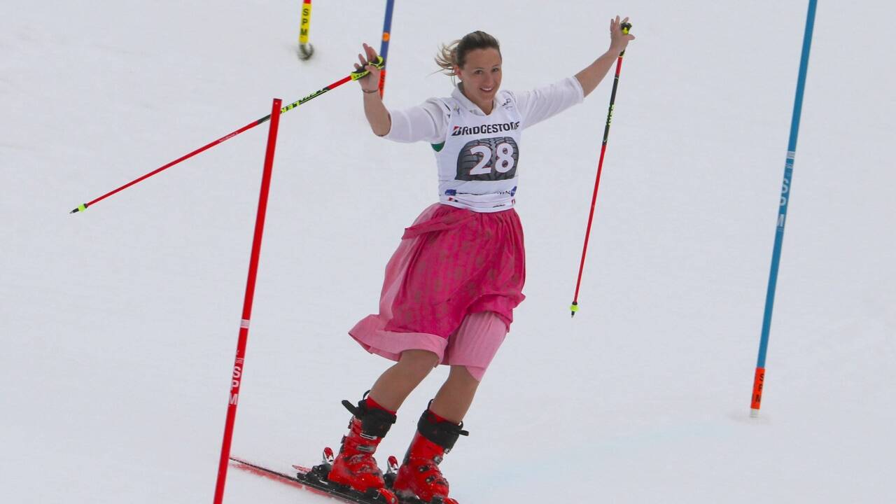 Michaela Kirchgasser fuhr ihr letztes Rennen in Tracht. 