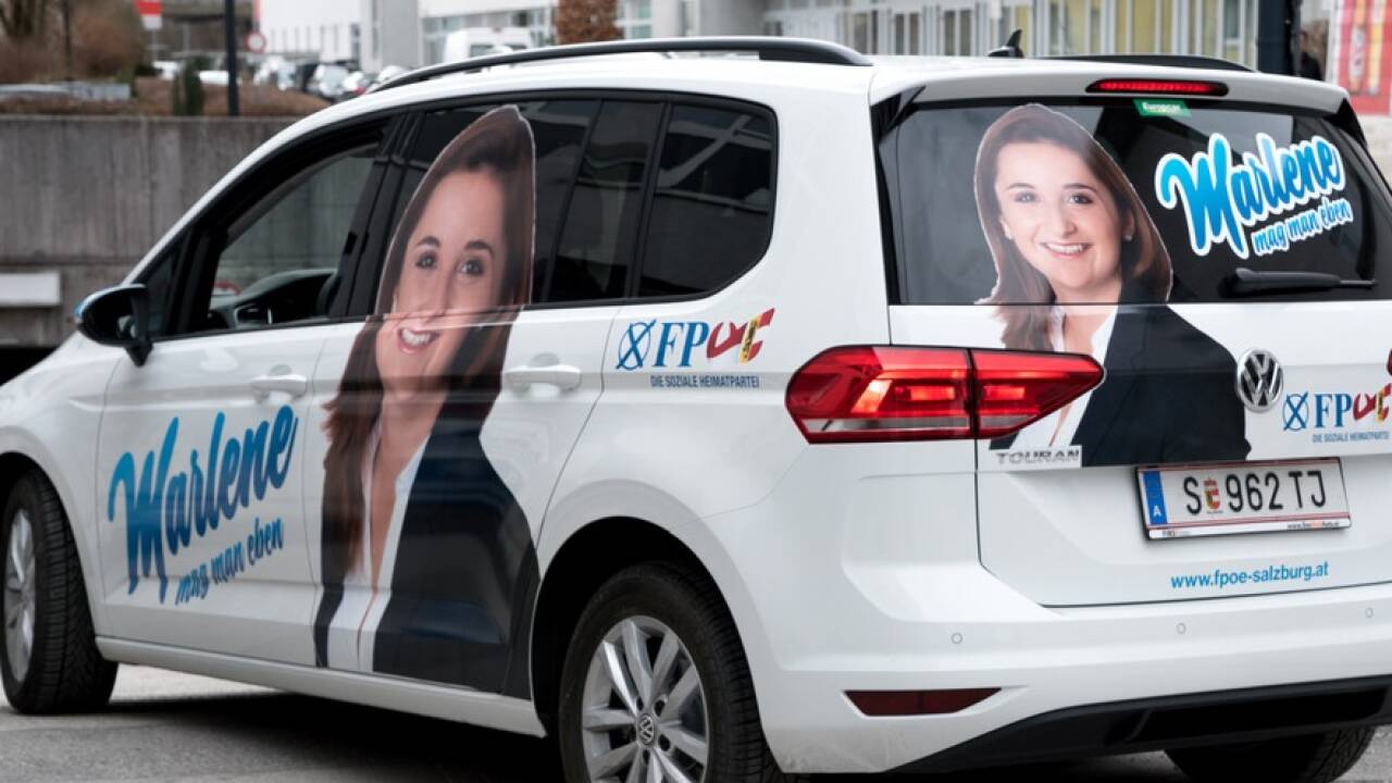 Die FPÖ wirbt auf ihren Autos mit dem Slogan „Marlene mag man eben“. Der Schriftzug ist derselbe wie bei den Manner-Schnitten.  