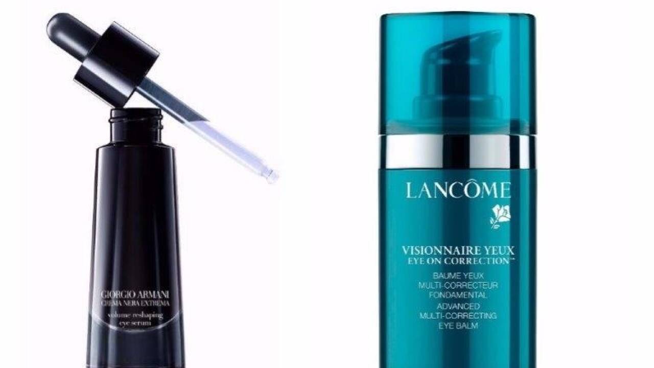 Das „Crema Nera Extrema Volume Reshaping Eye Serum“ von Giorgio Armani Beauty wirkt korrigierend und vorbeugend gegen Schwellungen und alle Zeichen der Hautalterung. Das Serum verwandelt sich beim Auftragen von einem Gel in ein Öl. Reviscentalis aktiviert den Regenerationsprozess, 4 Mineralien (Silizium, Magnesium, Sodium und Potassium) regen die Kollagenproduktion an. Haloxyl mildert Augenschatten und fördert die Durchblutung. „Visionnaire Eye on Correction Yeux“ von Lancôme ist eine Augenpflege mit einem dreifach korrigierenden Effekt. Sie wirkt gegen Augenringe, Augenschatten und Falten. Hydra-Blur-Technologie sorgt dafür, dass die kühlende Formel das Auftreten von Flecken und Unregelmäßigkeiten der Augenpartie reduziert. Die Textur ist besonders leicht und verschmilzt mit der Haut. Augenringe und Augenschatten werden reduziert, feine Linien geglättet.  
