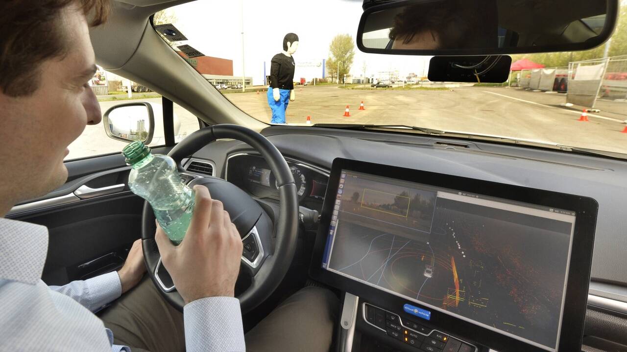 Autofahrt mit einem selbstfahrenden Pkw im Rahmen der Verkehrsforschungskonferenz Transport Research Arena (TRA18) am Dienstag, 17. April 2018, in Wien. 